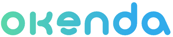 Logo Okenda en verde menta y azul